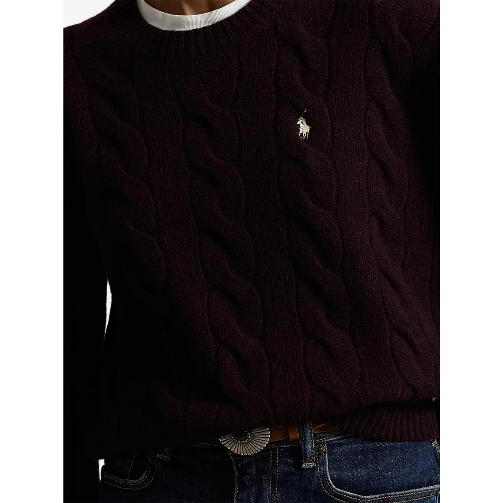 Cable-Knit Embroidered-Logo Sweater