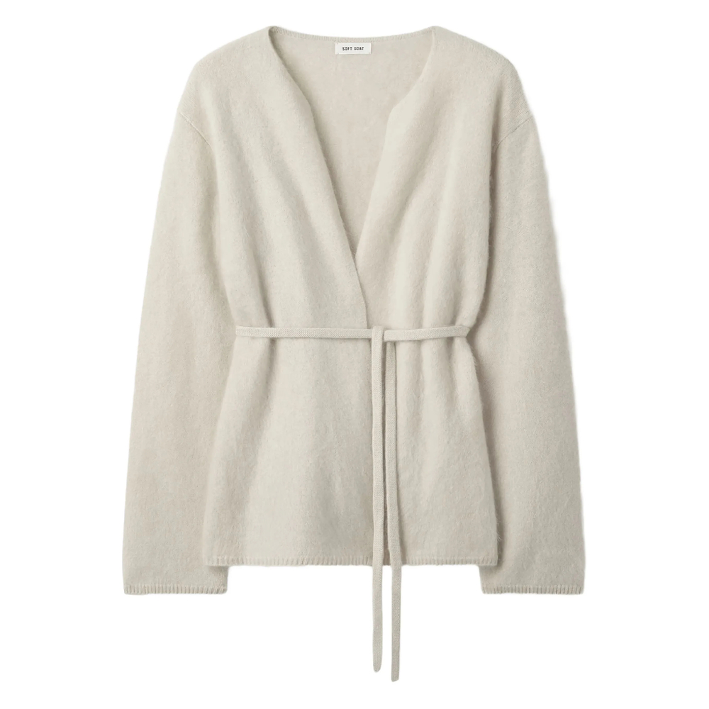 Soft Goat Belted V-neck Cardigan