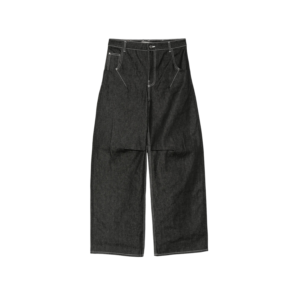 Contrast-Stitch Wide-Leg Jeans