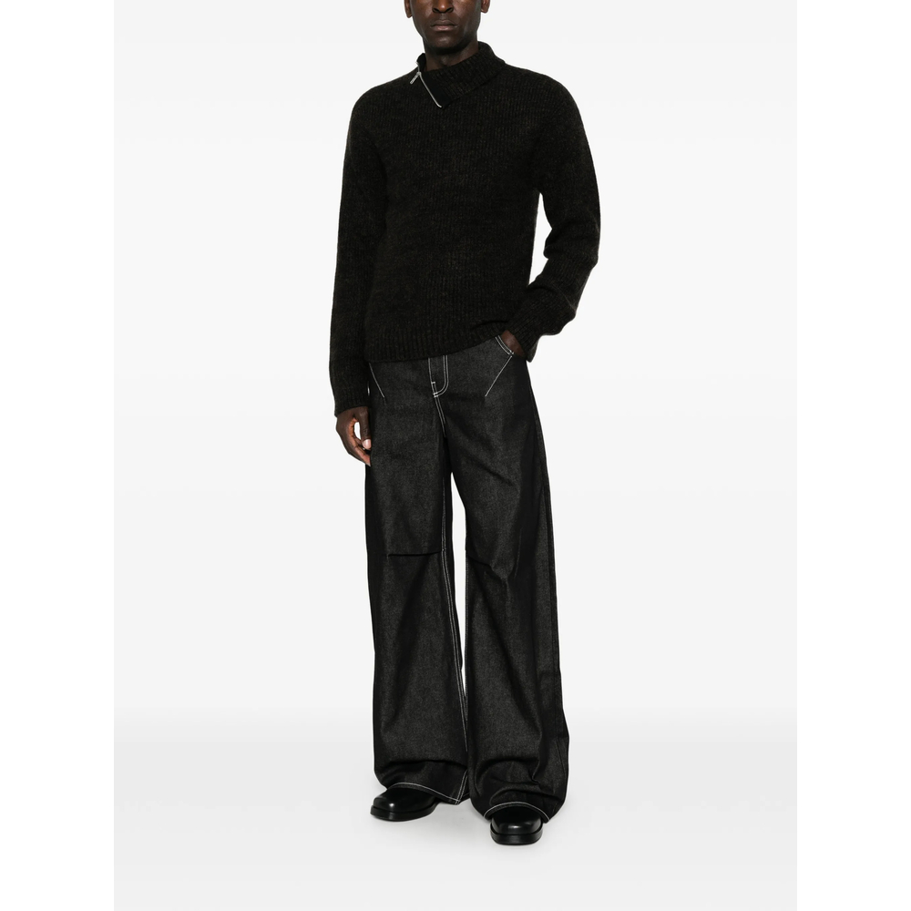 Contrast-Stitch Wide-Leg Jeans
