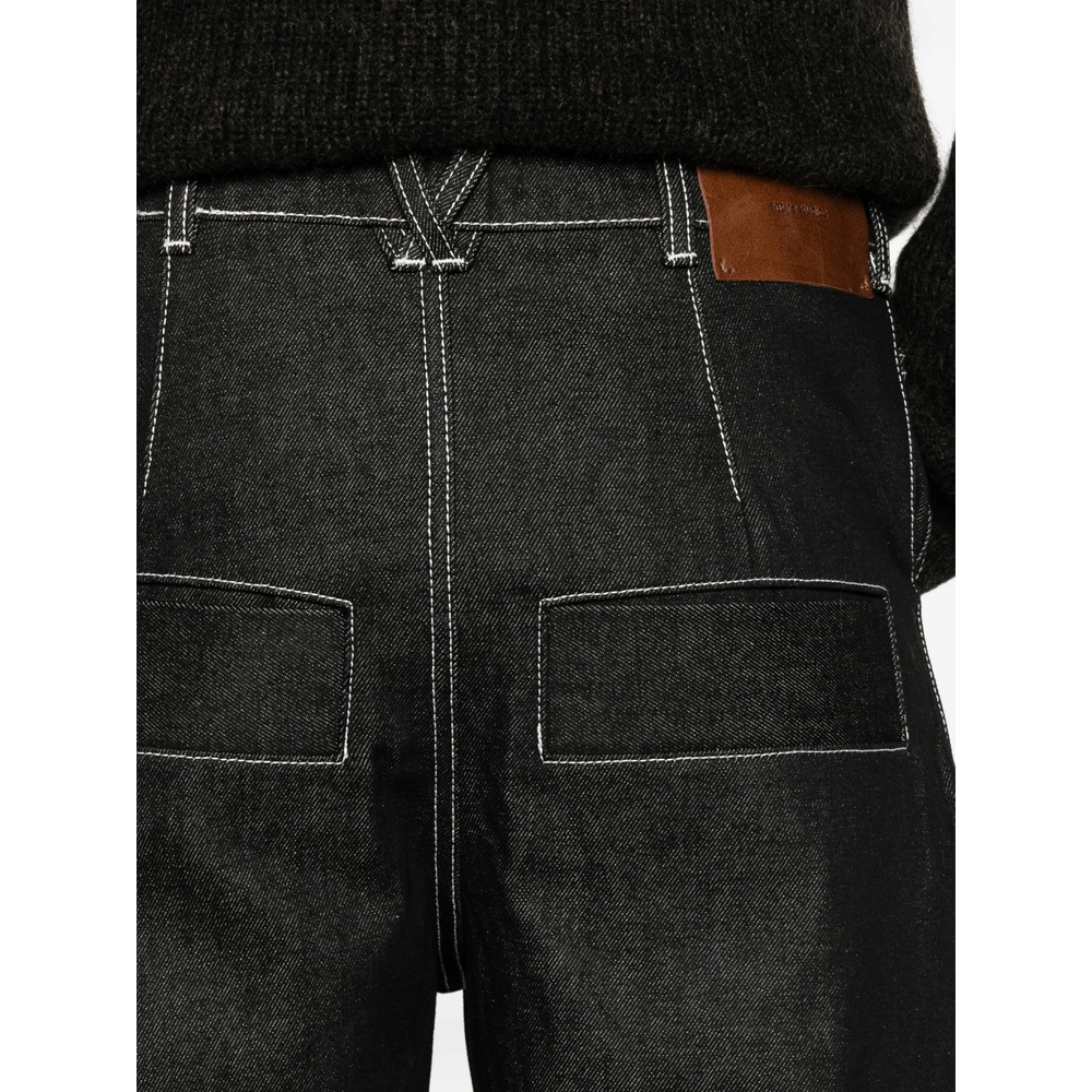 Contrast-Stitch Wide-Leg Jeans