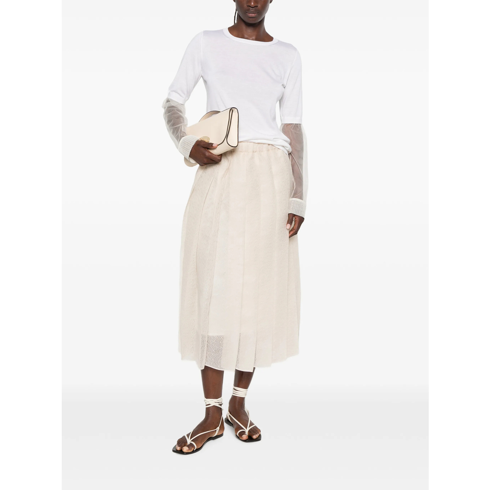 Pleated Semi-Sheer Midi