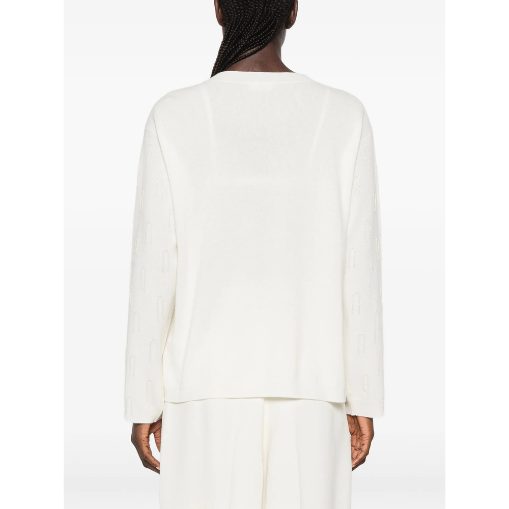 Bead-Embellished Crew-Neck Sweater