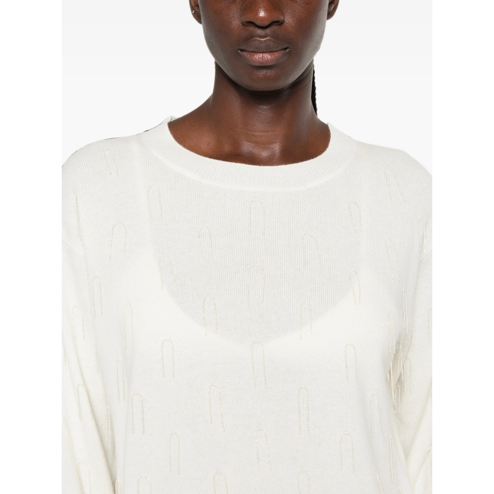 Bead-Embellished Crew-Neck Sweater