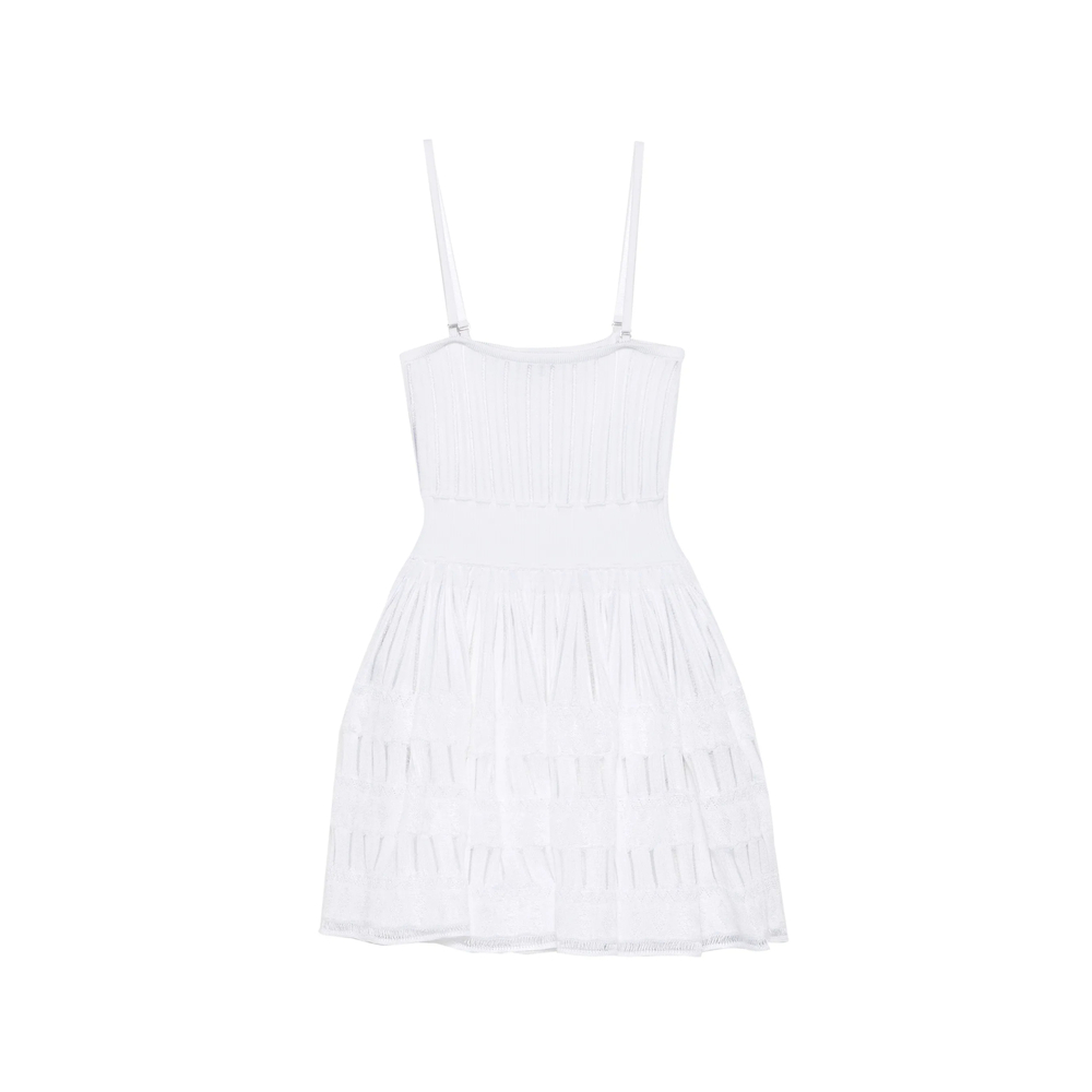 Alaïa Crinoline Open-knit Mini Dress In White