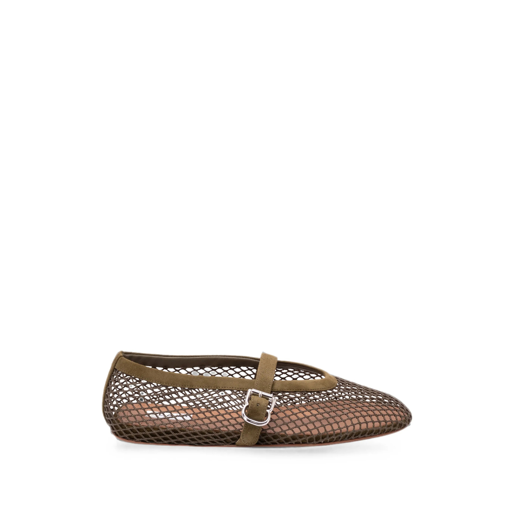 Alaïa Mesh Buckle-fastening Ballet Flats