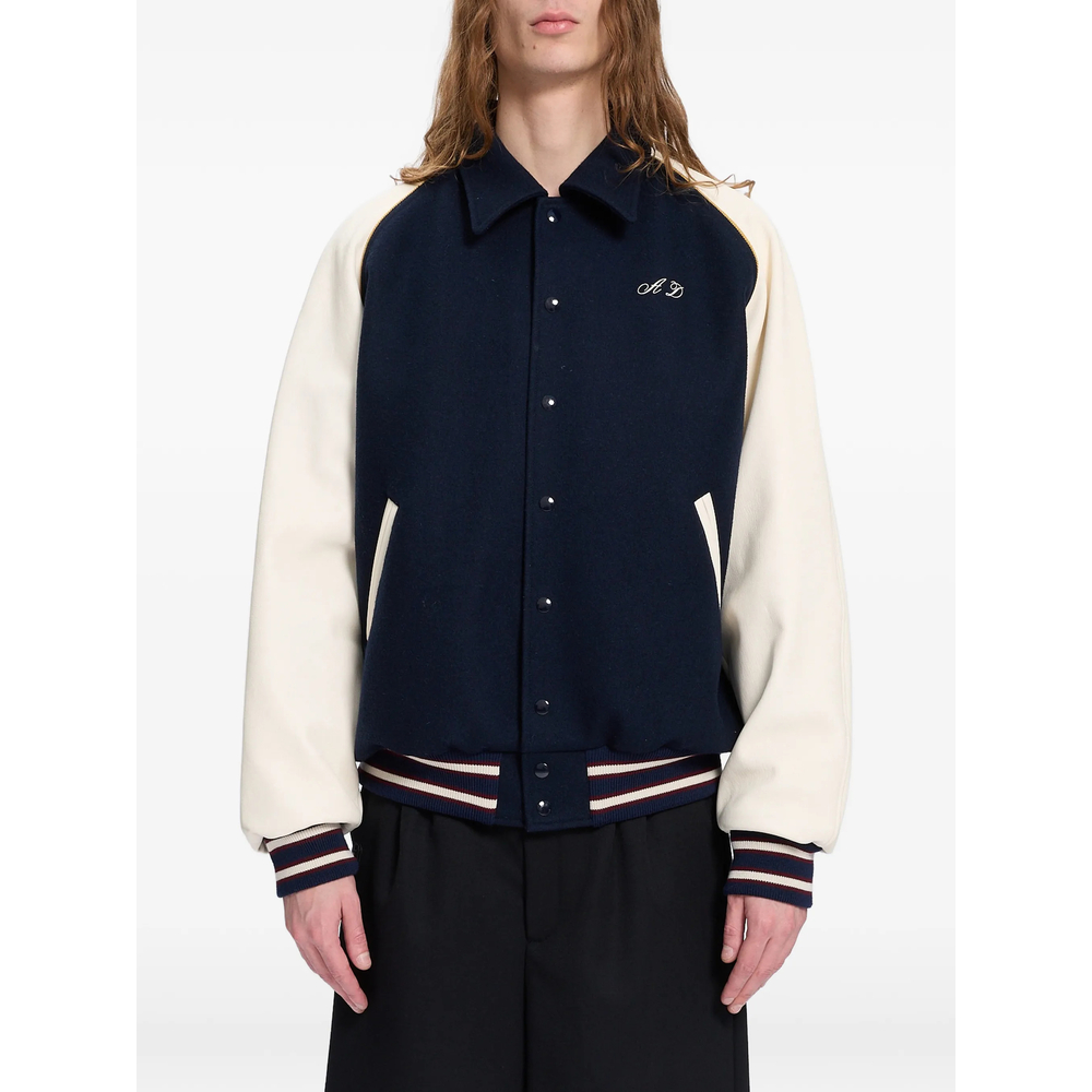 Embroidered-Logo Panelled Bomber Jacket