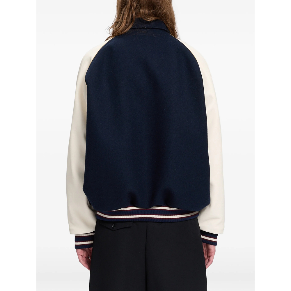 Embroidered-Logo Panelled Bomber Jacket