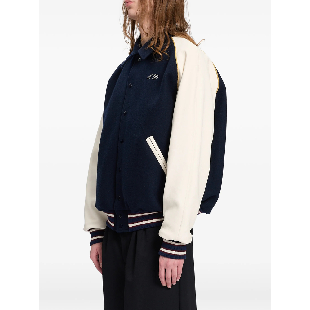Embroidered-Logo Panelled Bomber Jacket