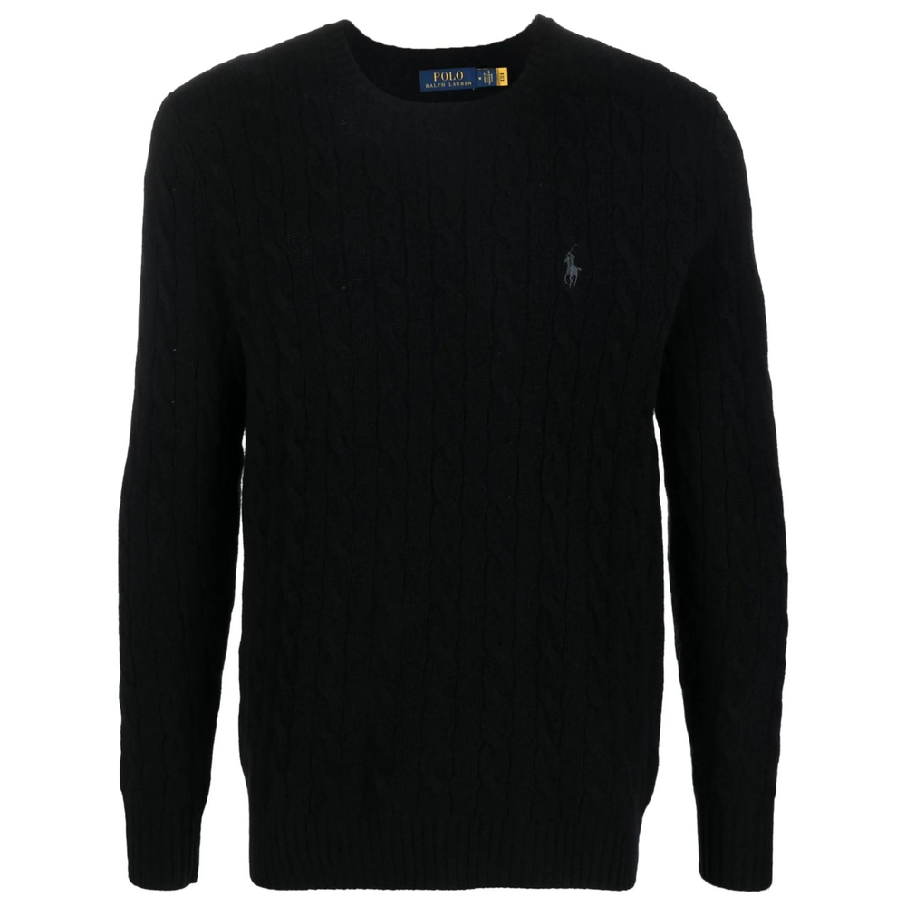 Cable-Knit Logo-Embroidered Sweater