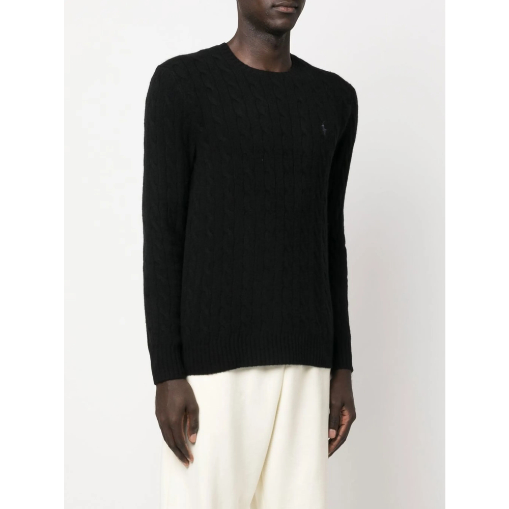 Cable-Knit Logo-Embroidered Sweater
