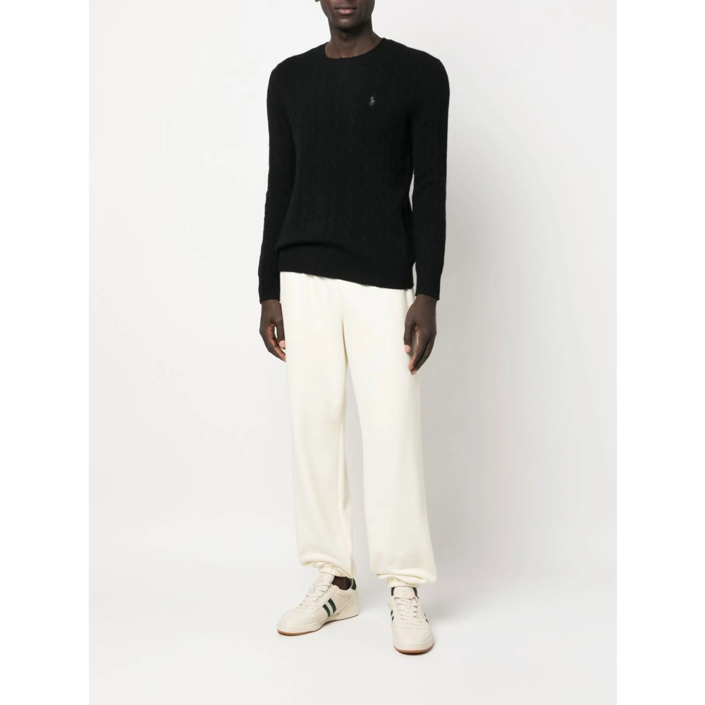 Cable-Knit Logo-Embroidered Sweater