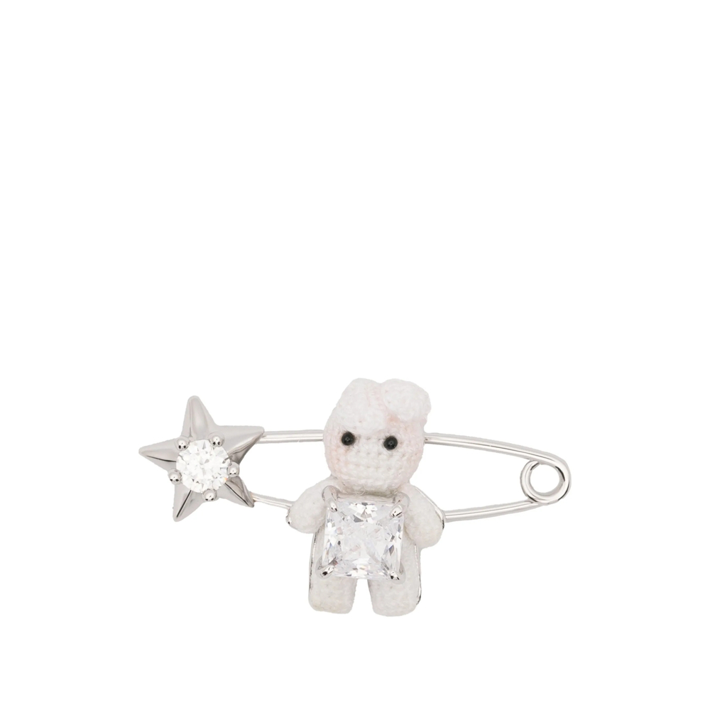 Yvmin Crystal-embellished Crochet Brooch