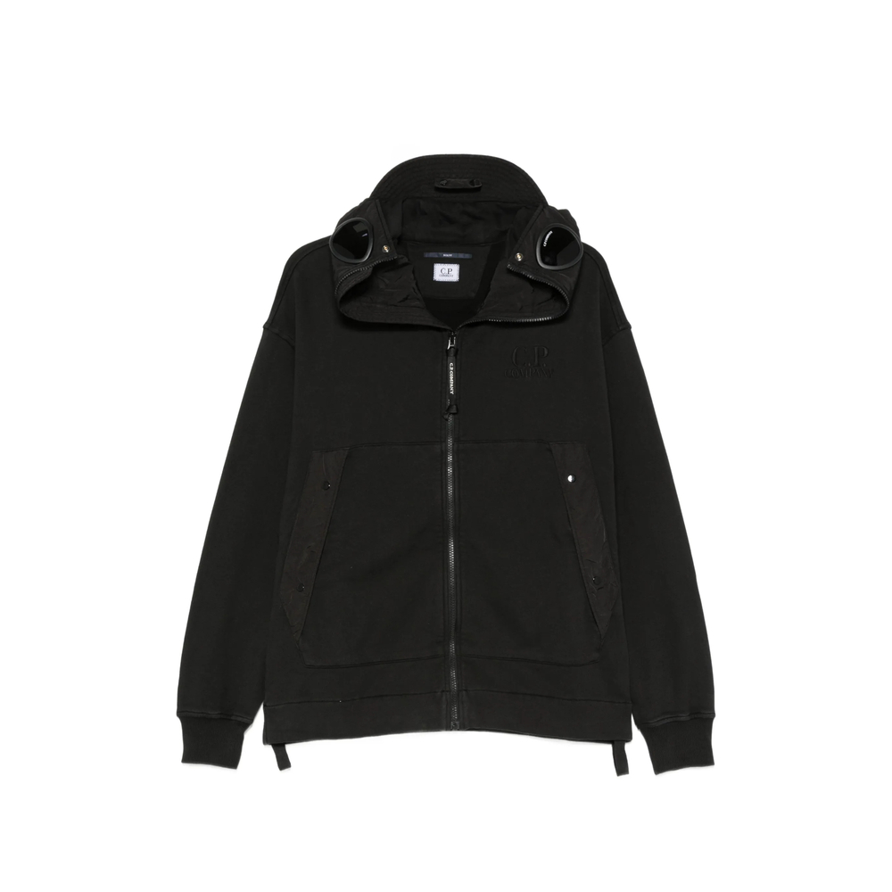 C. P. Company Diagonal Raised Fleece Mixed Boxy Hoodie
