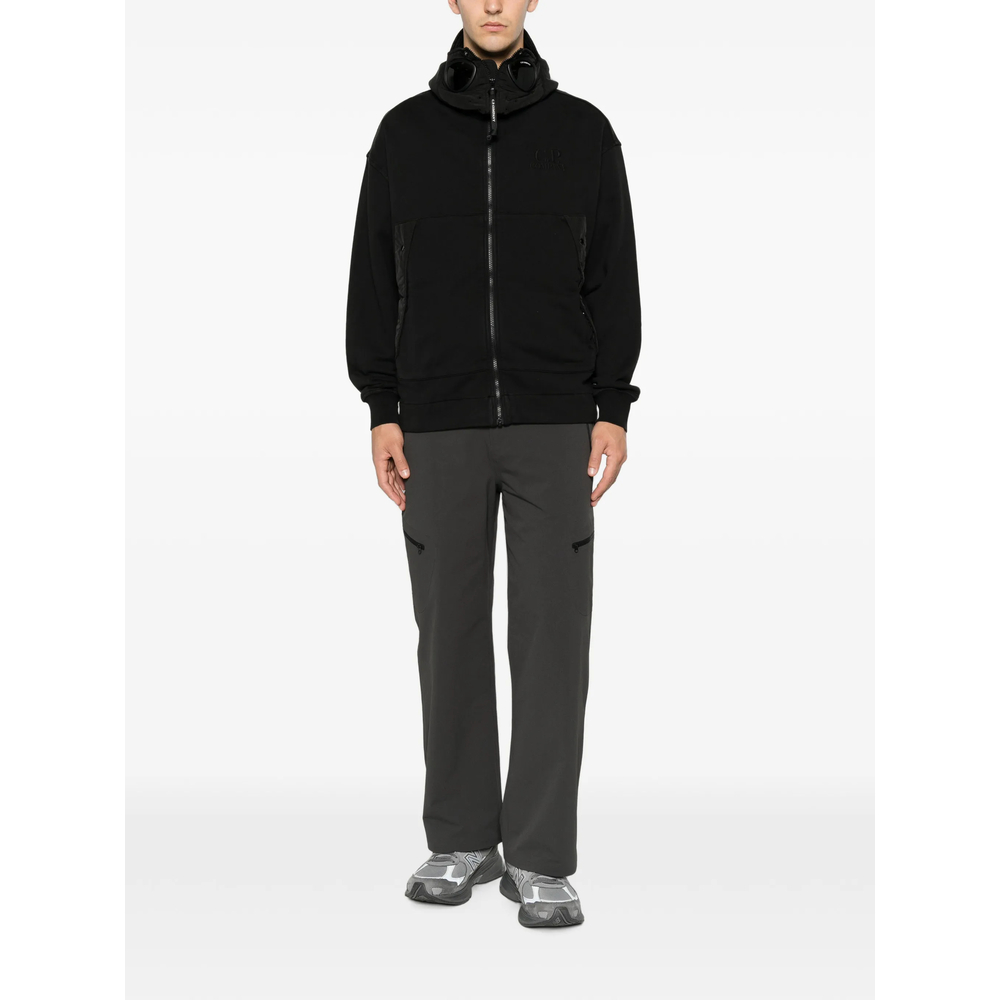 C. P. Company Diagonal Raised Fleece Mixed Boxy Hoodie