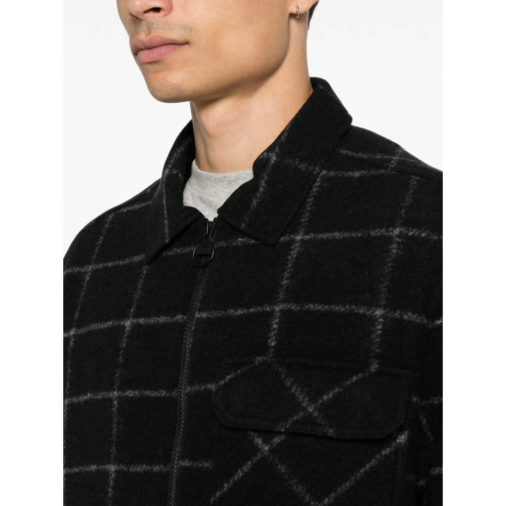 Check-Pattern Zip-Up Jacket