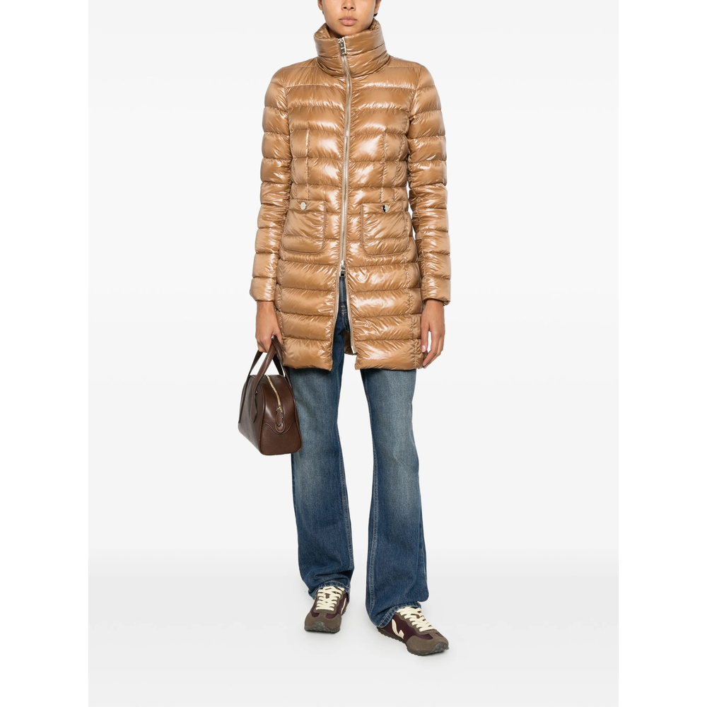 Quilted High-Neck Zip-Up Coat