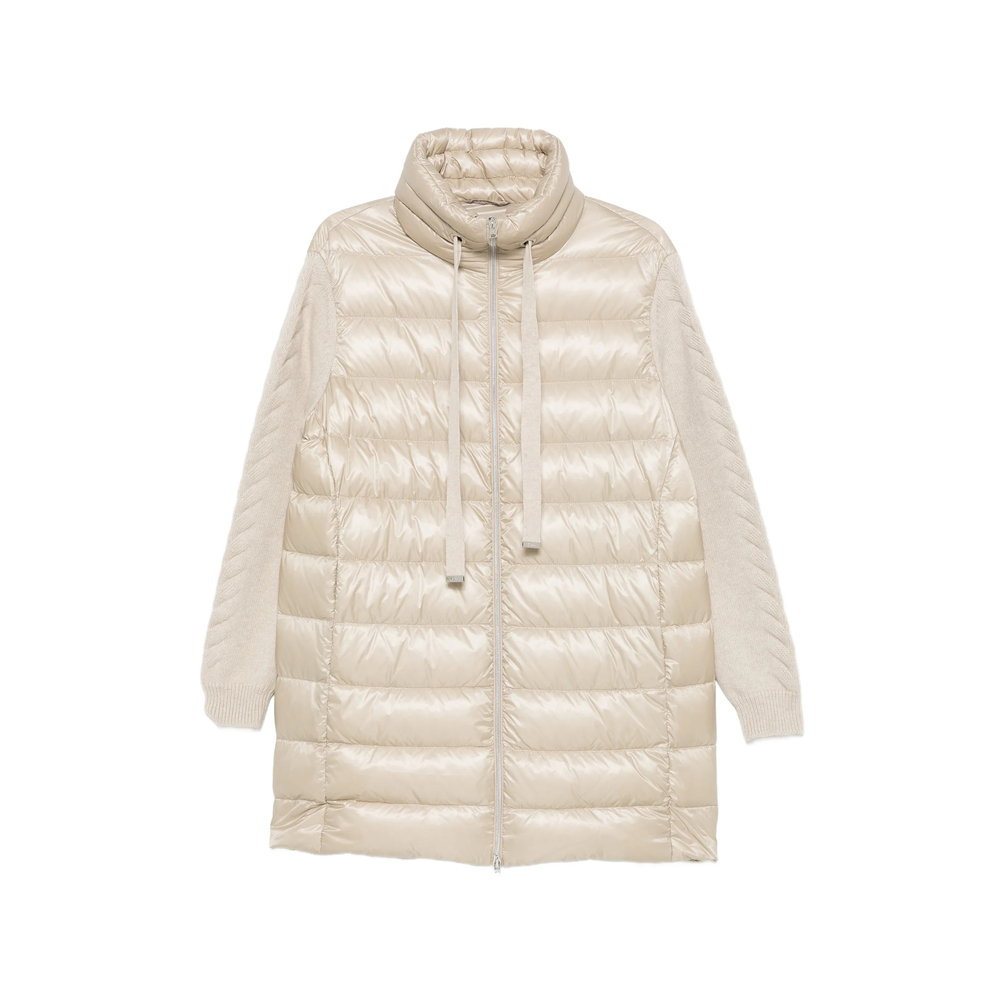 Quilted Panelled Zip-Up Coat