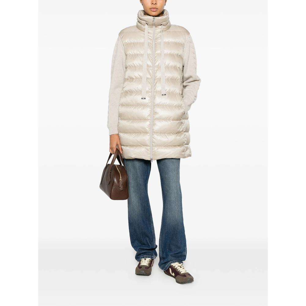 Quilted Panelled Zip-Up Coat