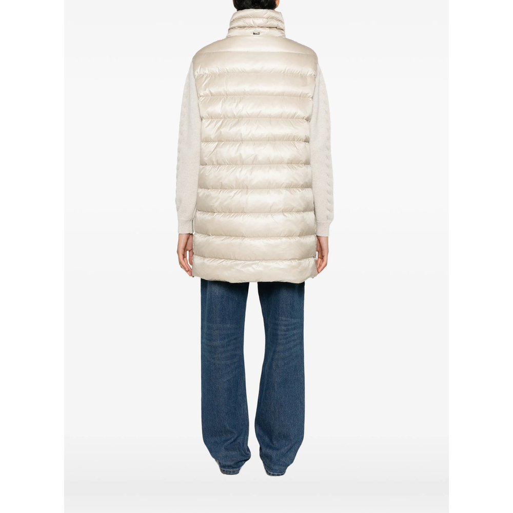 Quilted Panelled Zip-Up Coat