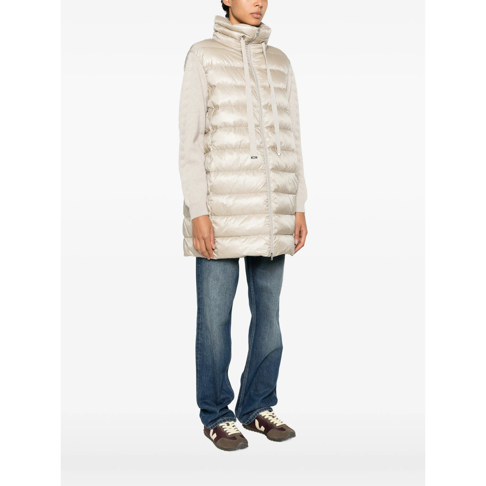 Quilted Panelled Zip-Up Coat