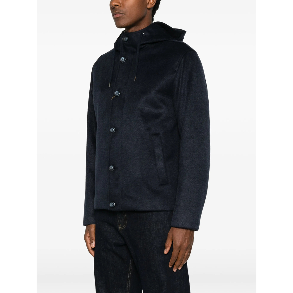 Hooded Button-Fastening Jacket