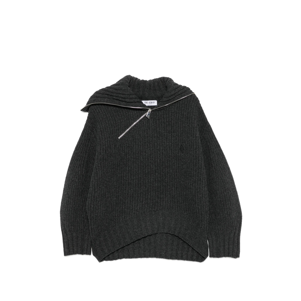The Attico Asymmetric-zip Ribbed-knit Sweater