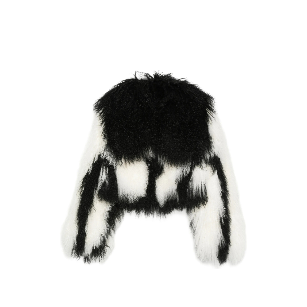 Attico Patterned Shearling Jacket In Multi