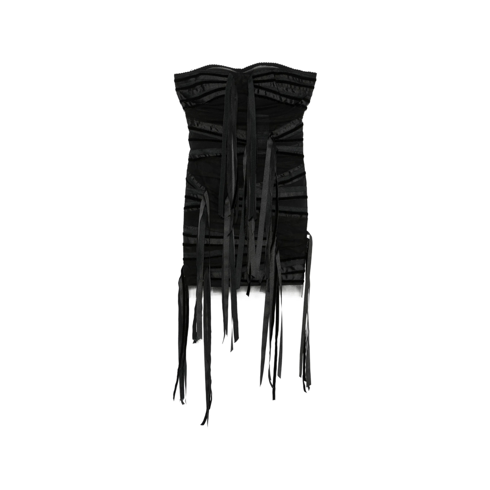 The Attico Fringed Strapless Mini Dress