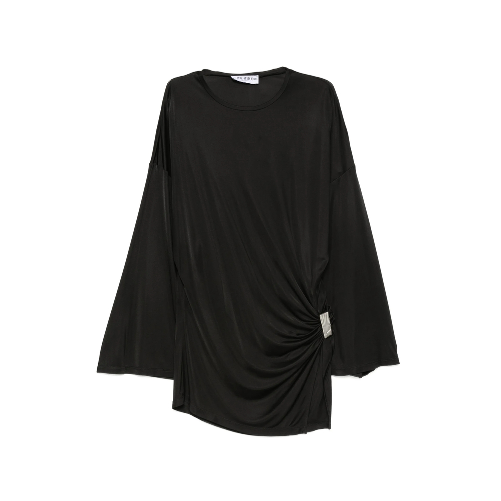 The Attico Draped-detail Long-sleeve Mini Dress