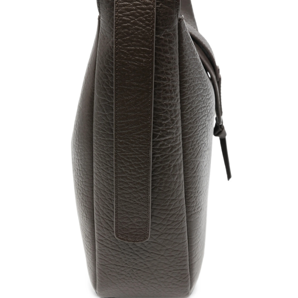 Grained-Leather Buckle-Detail Tote Bag