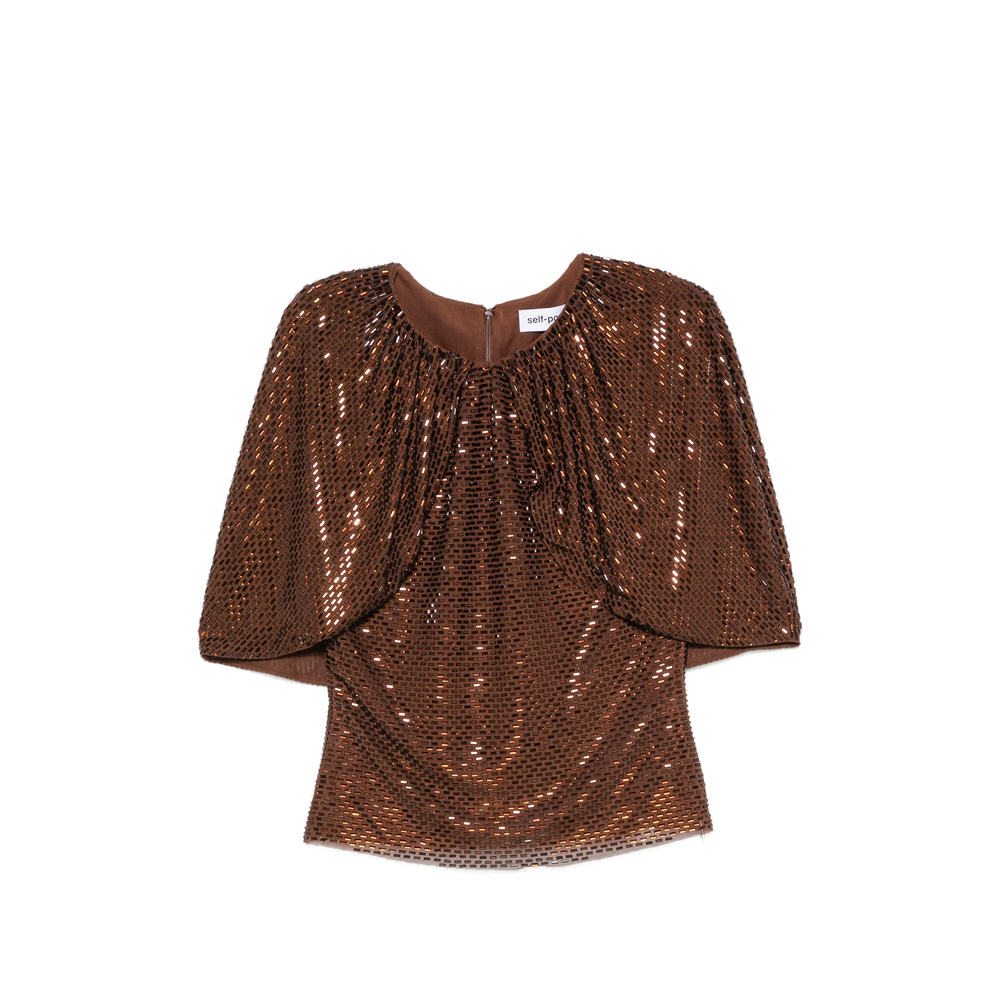 Rhinestone Cape Sleeve Top