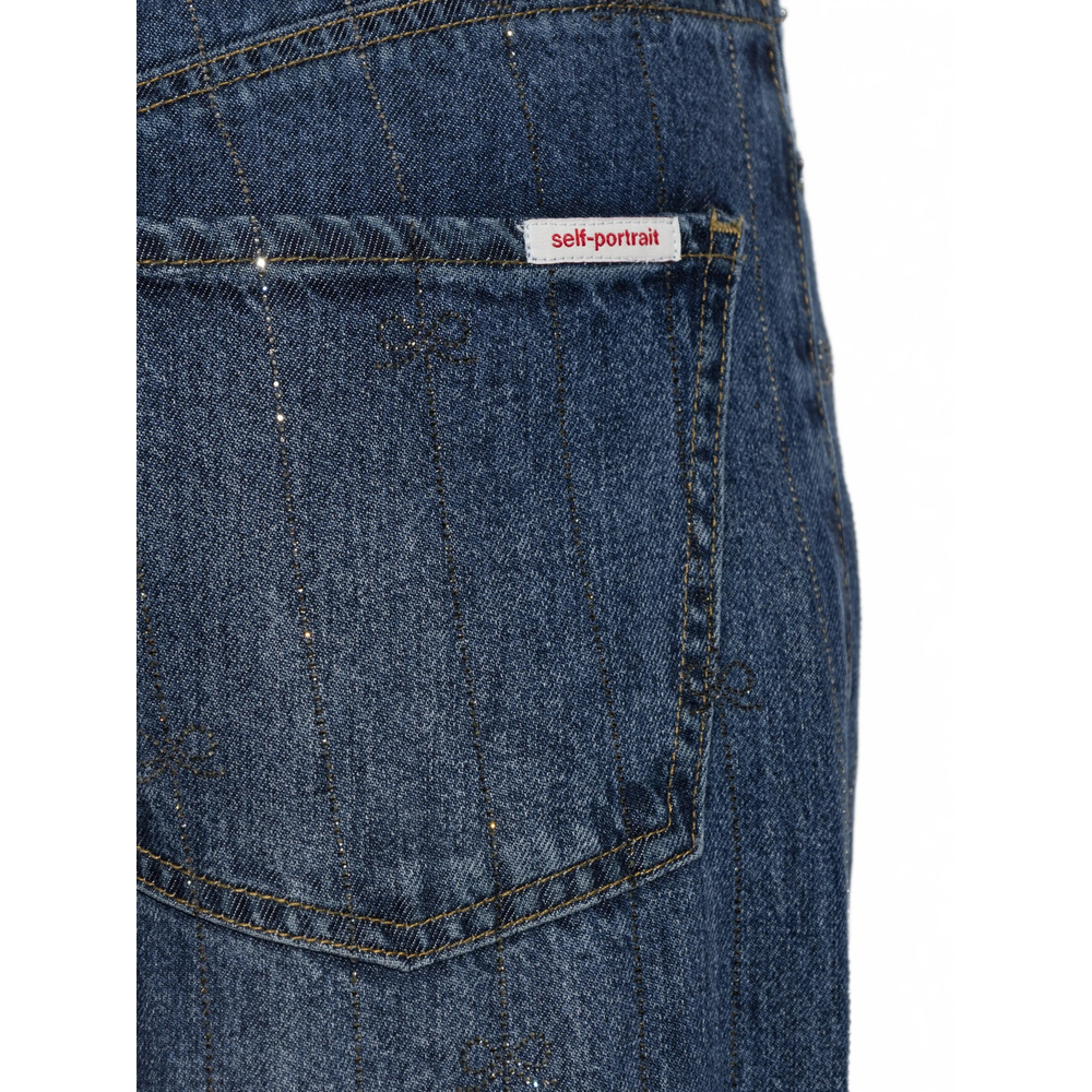Rhinestone-Embellished Bow-Print Jeans