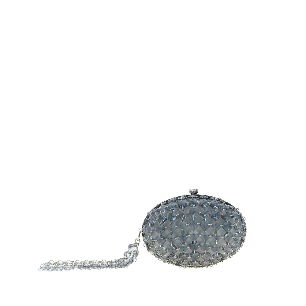 Self-portrait Oval Crystal-chain Clutch Bag