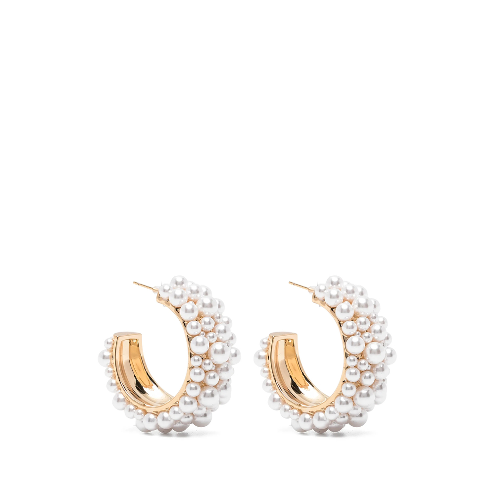 Self-portrait Pearl-embellished Hoop Earrings