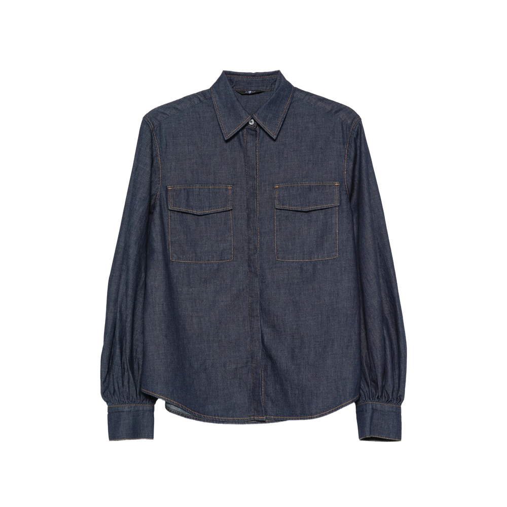 Balloon-Sleeve Denim Shirt