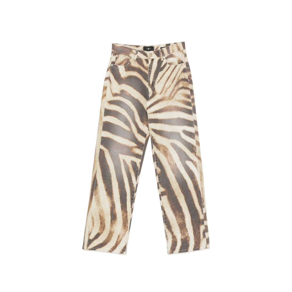 7 For All Mankind Stovepipe Zebra-print Straight-leg Jeans