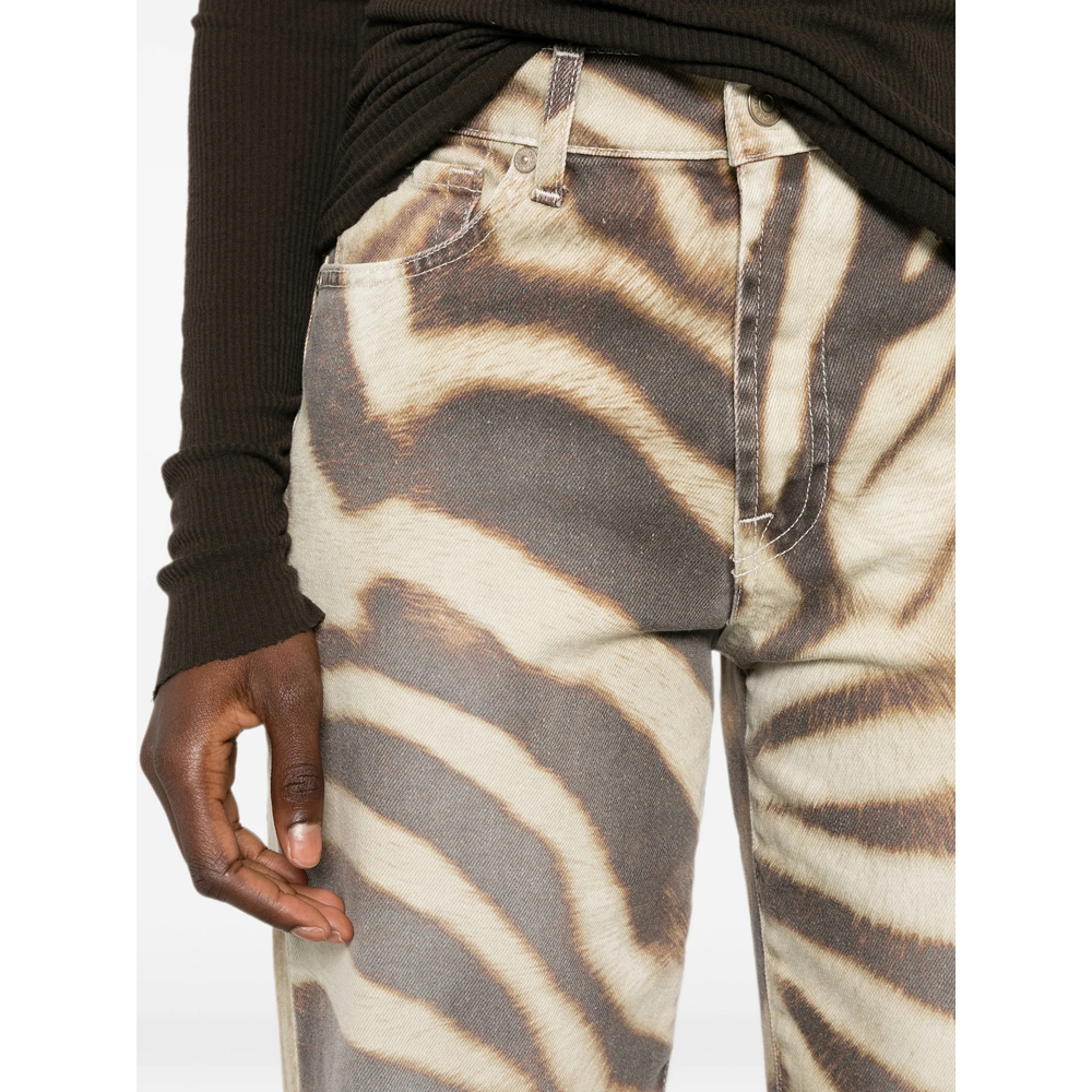 Stovepipe Zebra-Print Straight-Leg Jeans