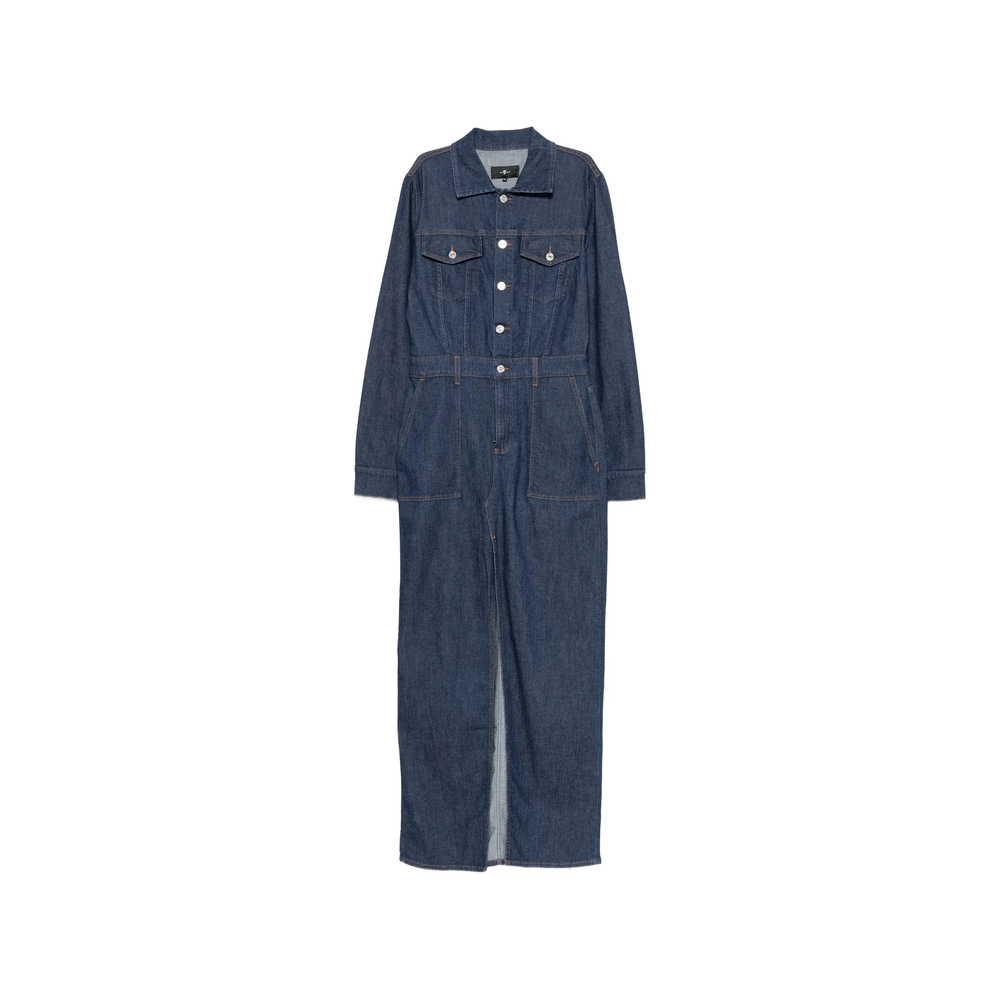 7 For All Mankind Utility Front-slit Maxi Denim Dress