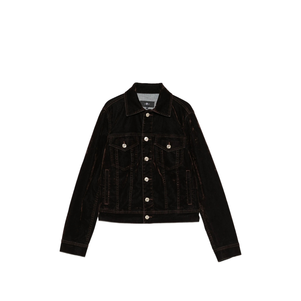 Velvet-Effect Button-Up Jacket