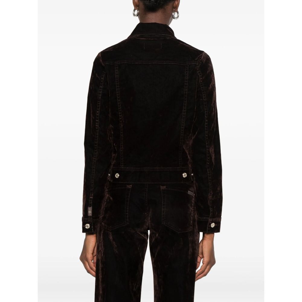 Velvet-Effect Button-Up Jacket