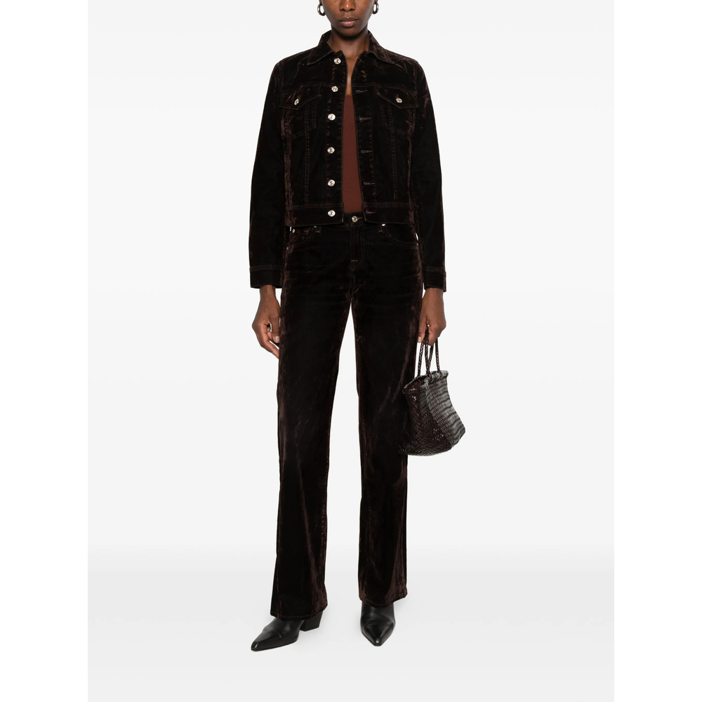 Velvet-Effect Button-Up Jacket