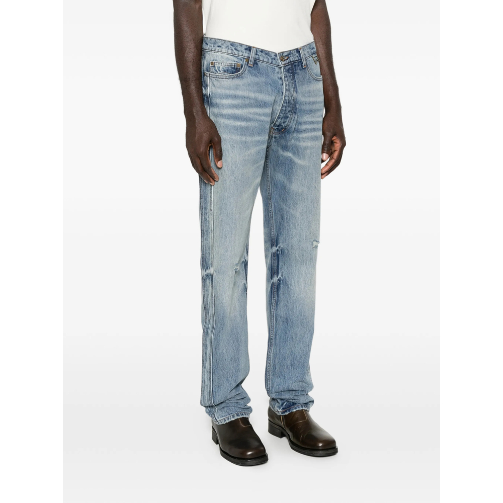 Distressed Straight-Leg Jeans