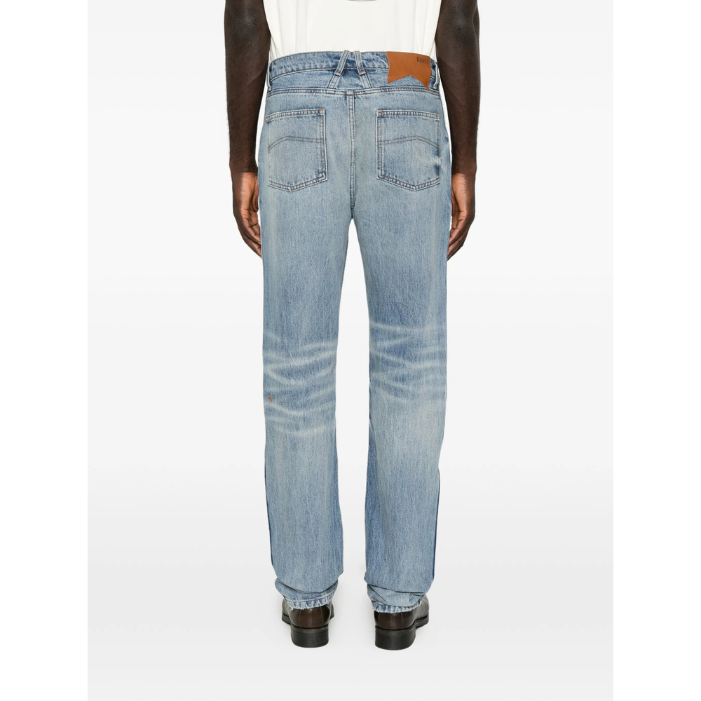 Distressed Straight-Leg Jeans