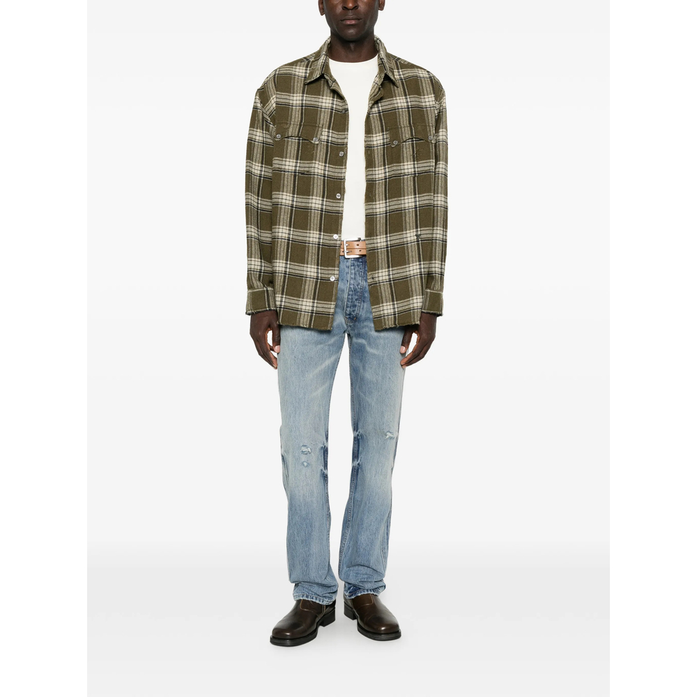 Check-Pattern Distressed-Effect Shirt