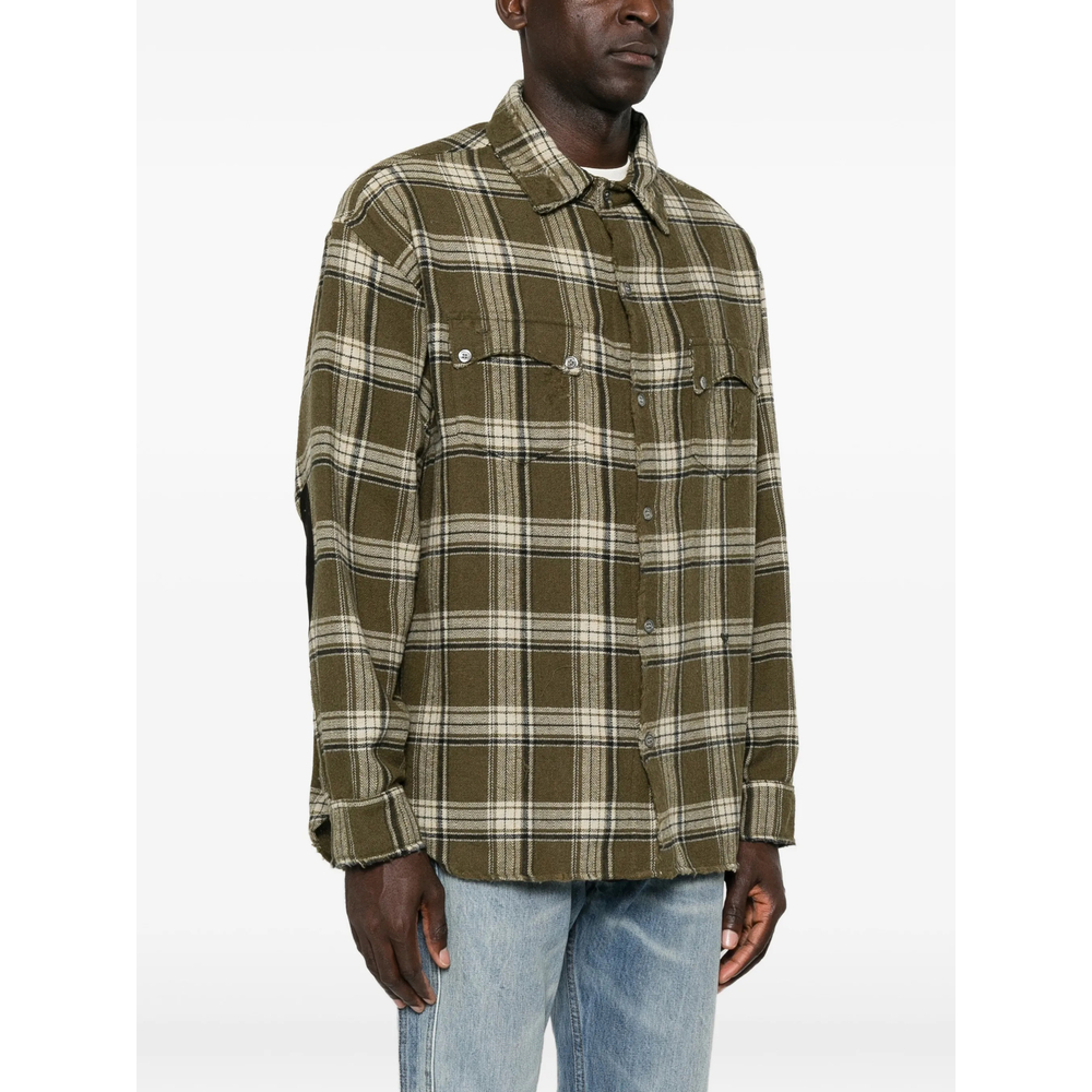 Check-Pattern Distressed-Effect Shirt