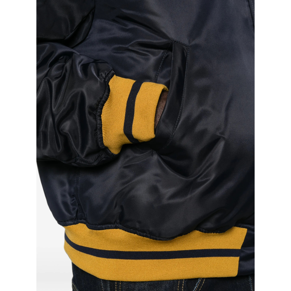 Logo-Patch Striped-Trim Jacket