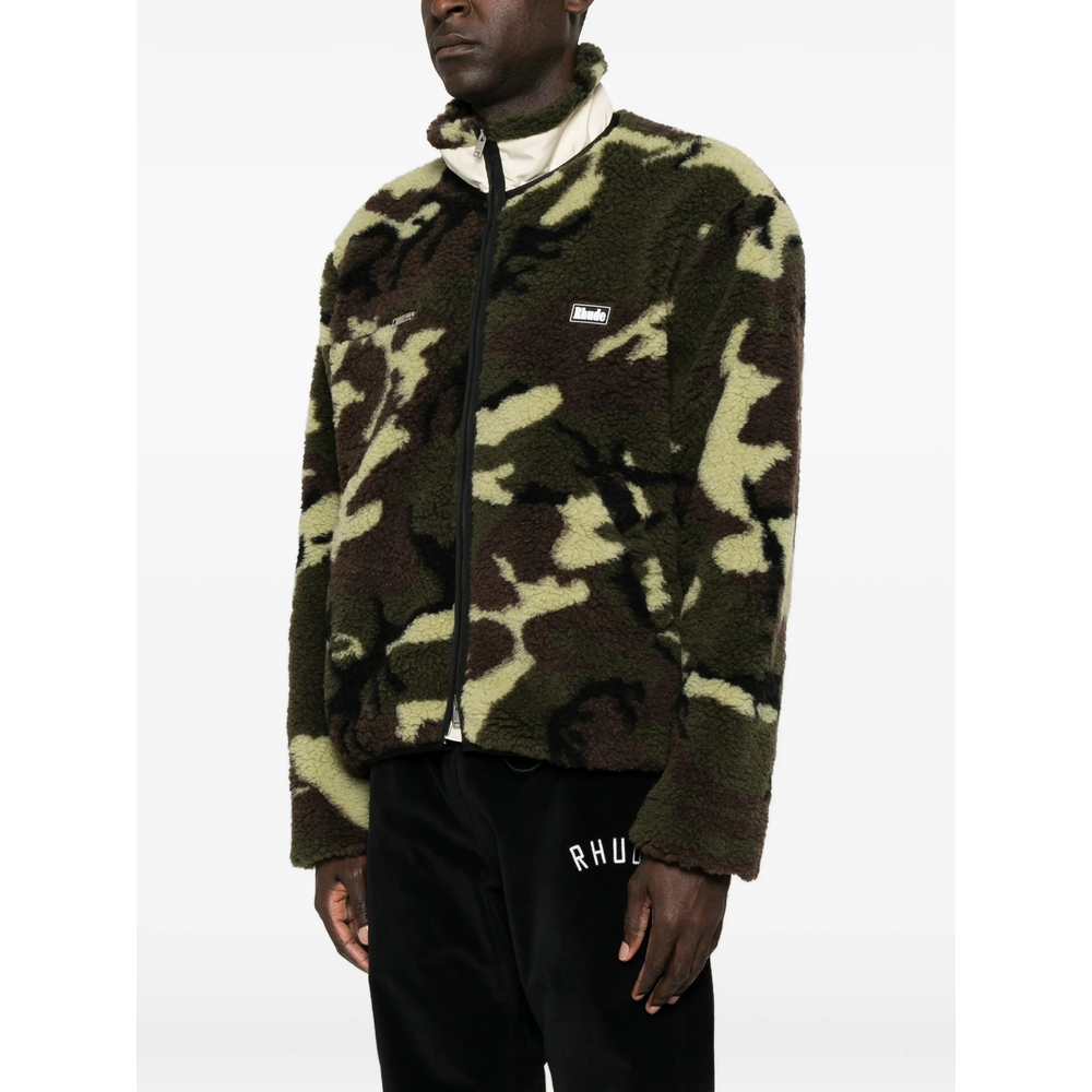 Camouflage-Print Logo-Embroidered Jacket