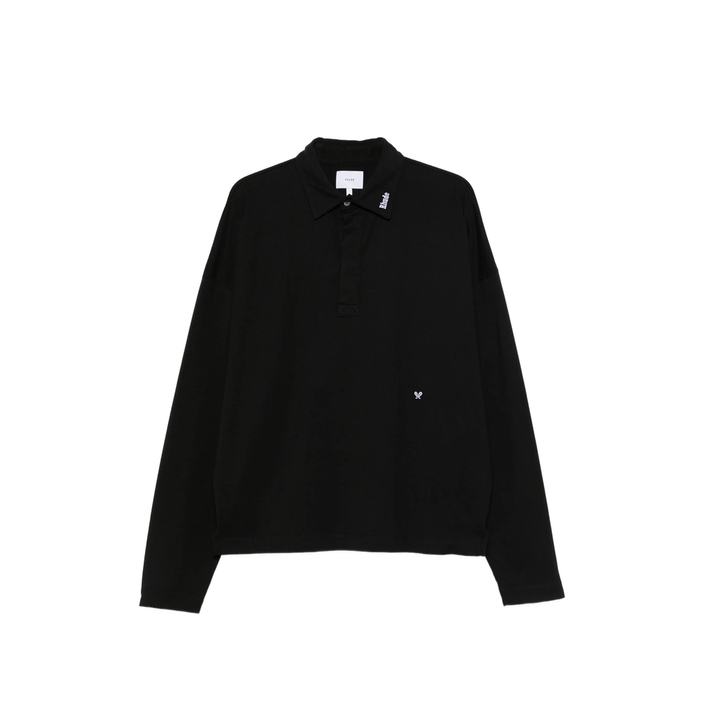 R H U D E Logo-embroidered Long-sleeve Polo Shirt