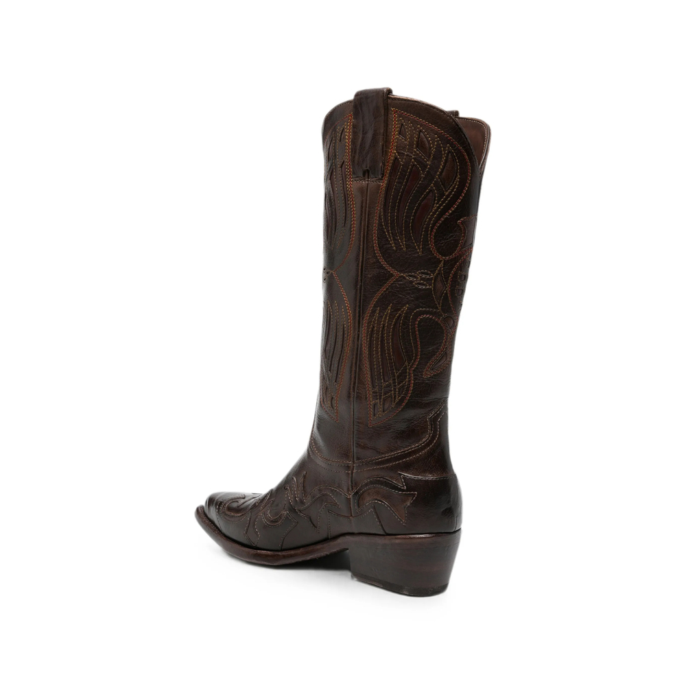 Embroidered Leather Boots